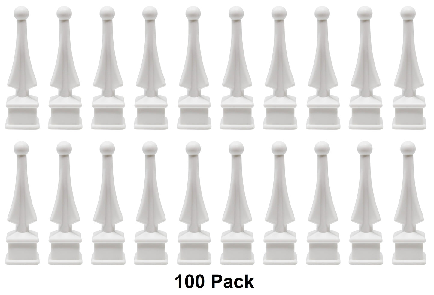 White Plastic 3/4" Four-Sided Spire Wing Tip Finial Fence Topper for Iron Picket Fence 3/4" posts