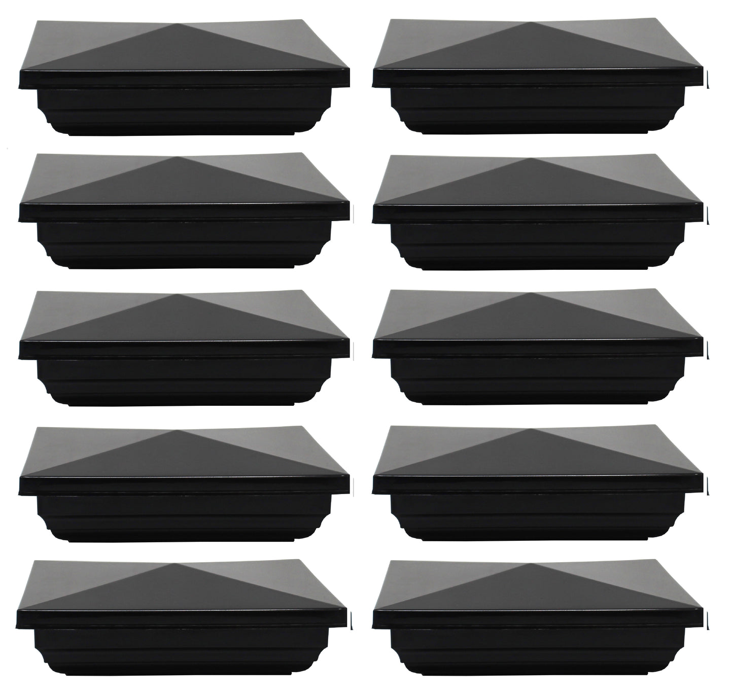 Plastic 4" Classic New England Style Vinyl Fence Post Caps, 4"x 4" Post Cap for Vinyl Fence Post, Black or White