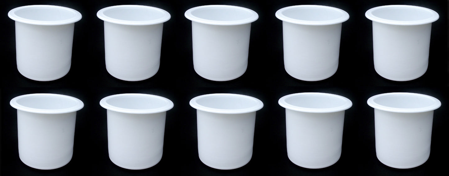 White Plastic Cup Holders For Boat Car Bar Tables RV Car Truck Inserts Poker Table Dropin 2 7/8