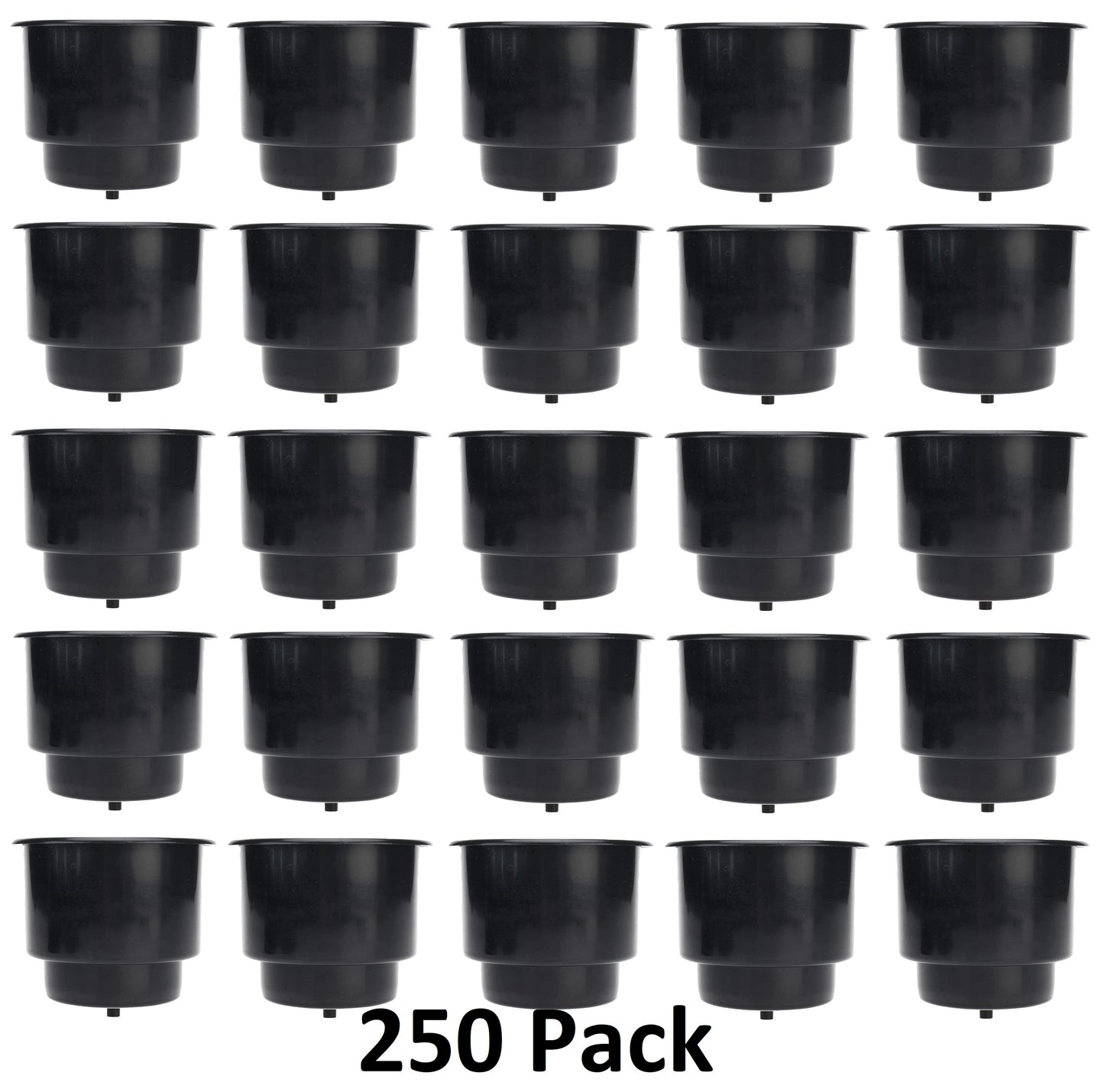 Universal 3-5/8 Black Plastic Jumbo Cup Holder w/ Drain Hole Recessed Drop in Insert Drink Can Holder