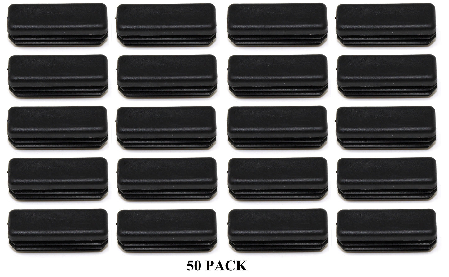 Tubing Caps 1/2 x 1-1/2 inch Rectangle Black Plastic, Finishing Plug, Pipe Tubing End Cap
