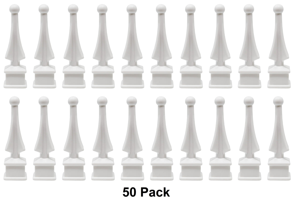 White Plastic 1/2" Four-Sided Spire Wing Tip Finial Fence Topper for Iron Picket Fence 1/2" posts