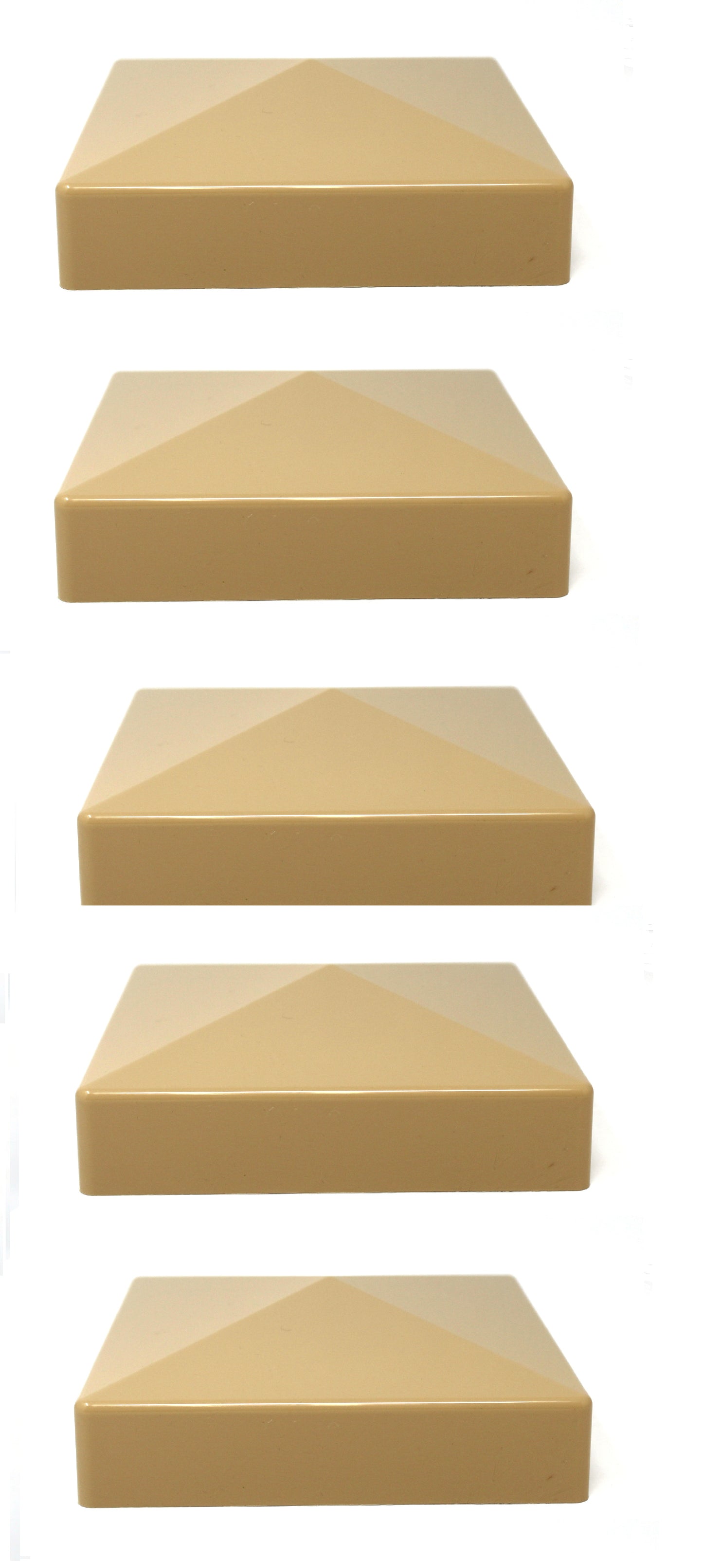 5x5 True (127mm x 127mm) Plastic Pyramid Vinyl Fence Post Cap Black, Grey, Tan or White
