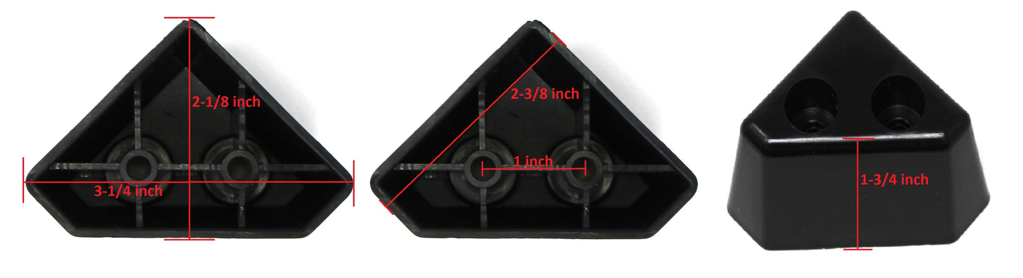 4 Pack Of BLACK Plastic Furniture Triangle Corner Legs - Sofa Couch Chair