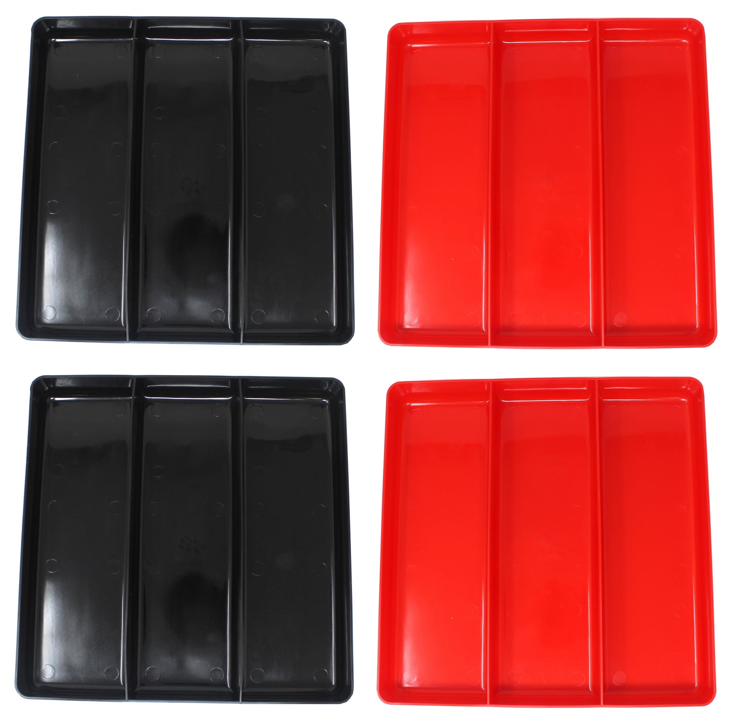 Black & Red Stackable Lightweight 3 Compartment Organizer Tray Kit- Heavy-Duty