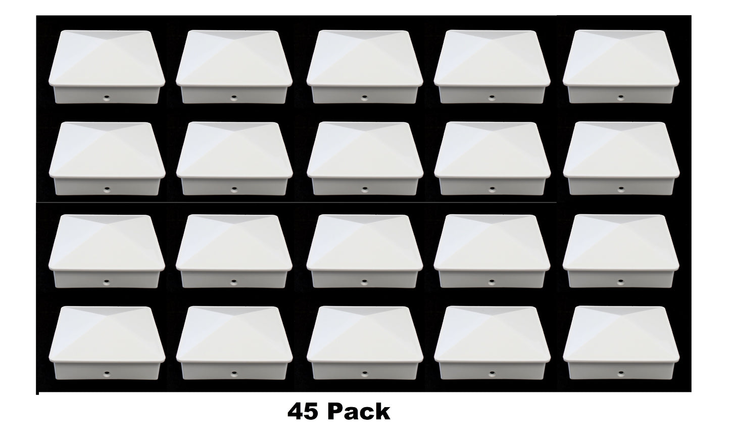 4x4 True (100mmx100mm) Plastic Pyramid Fence Post Caps with Pre-Drilled Hole Black or White
