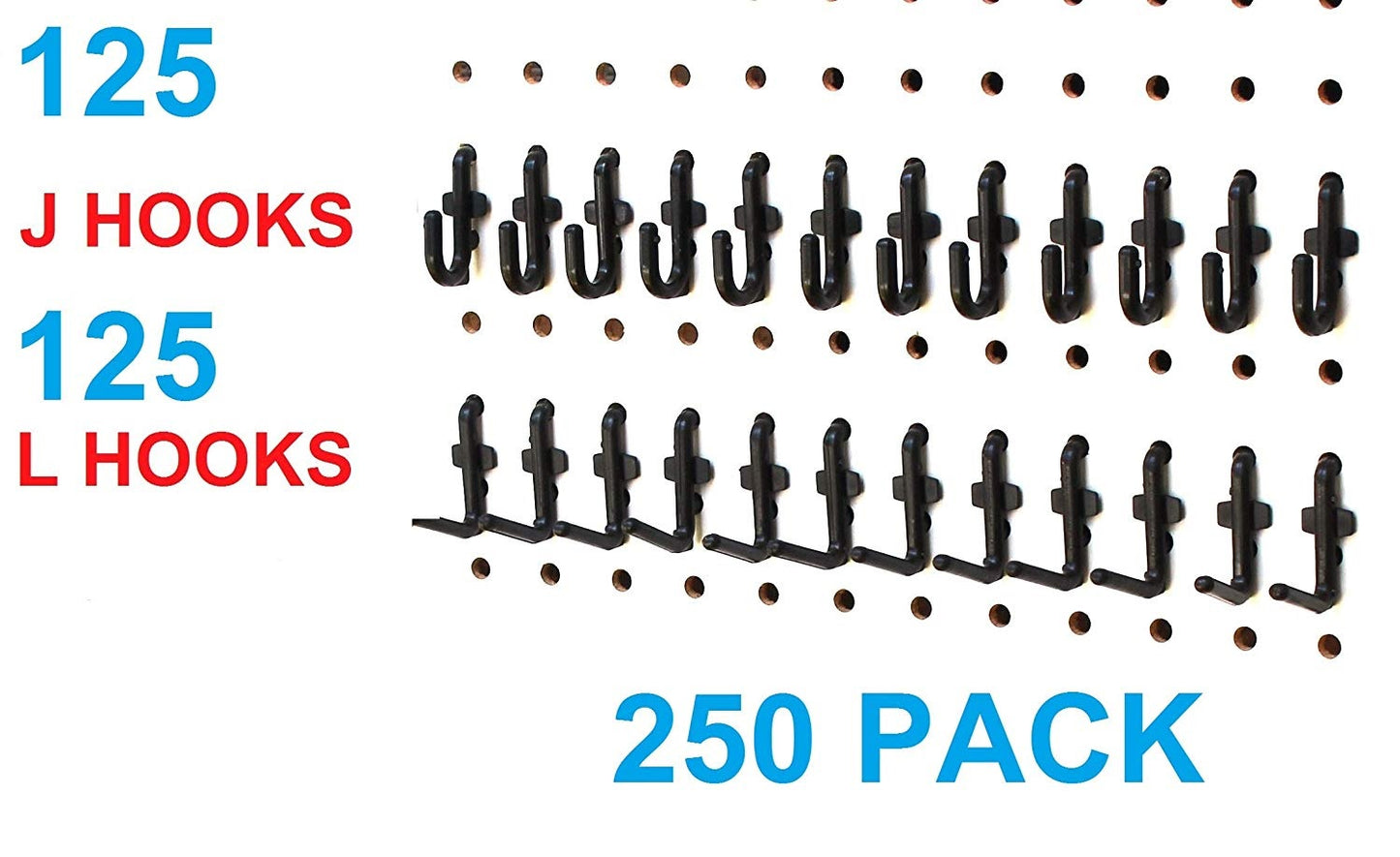 J & L Style Plastic Black Pegboard Locking Hooks Kits - Mulit-Packs | Garage storage jewelry tools crafts