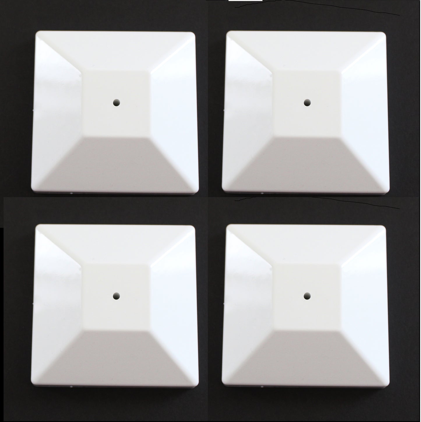 4x4 Nominal (3-5/8"x 3-5/8") White Plastic Fence Post Caps with Nail Hole
