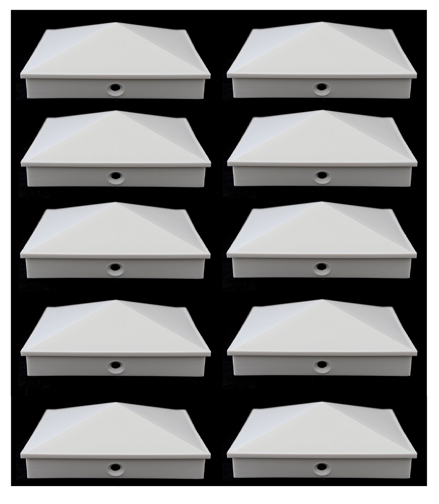 8x8 True Plastic Pyramid Vinyl Fence Post Cap w/ Pre-Drilled Hole Black or White for True 8"x8" Posts