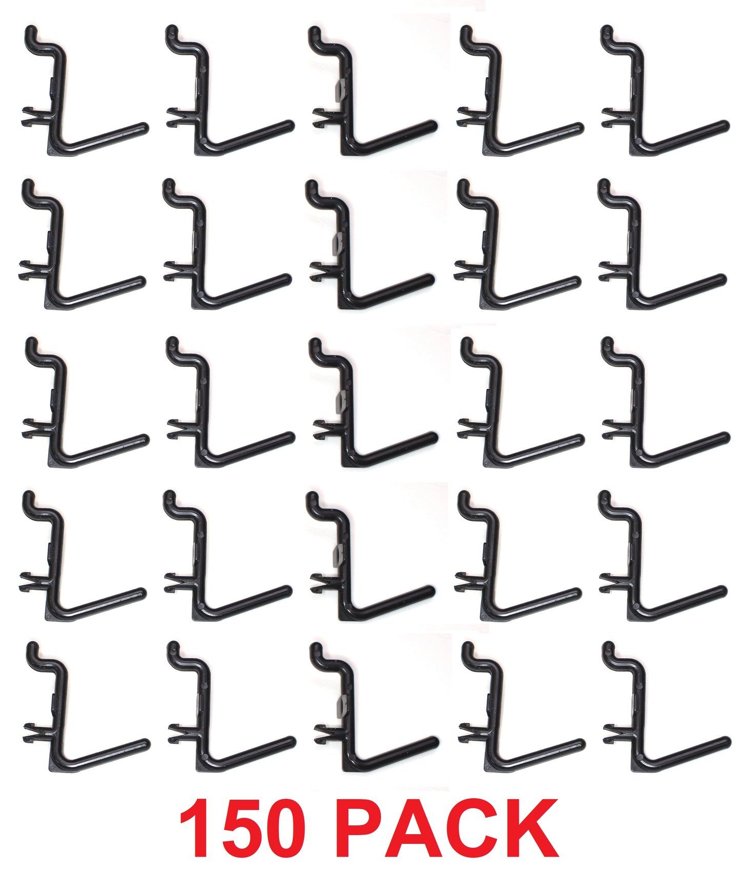 L Style Plastic Black Locking Pegboard Hook Kit - Multi-Pack / Garage storage jewelry tools crafts