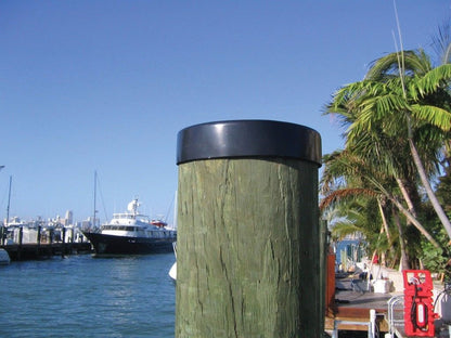 Black Flat Dock Piling Cap / Piling Cover From 4" to 13" - Heavy-Duty -Multi size