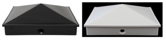 8x8 True Plastic Pyramid Vinyl Fence Post Cap w/ Pre-Drilled Hole Black or White for True 8"x8" Posts