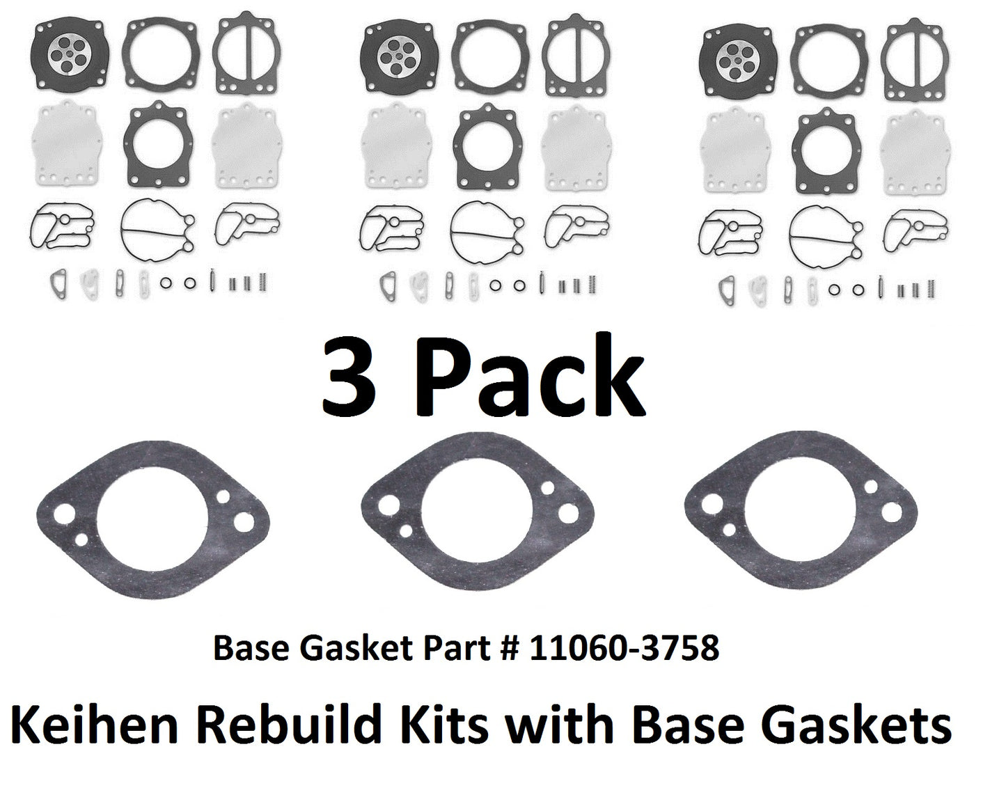 Polaris Keihin Carb Rebuild Kit with Base Gasket 11060-3758 fits Polaris SL SLX SLTX 1050