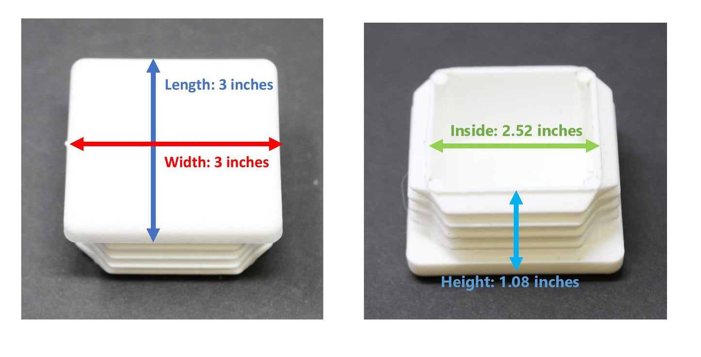 Tubing Caps 3" Square Black Plastic end caps for square tubing 3x3 8-14 Plug Tube End Caps