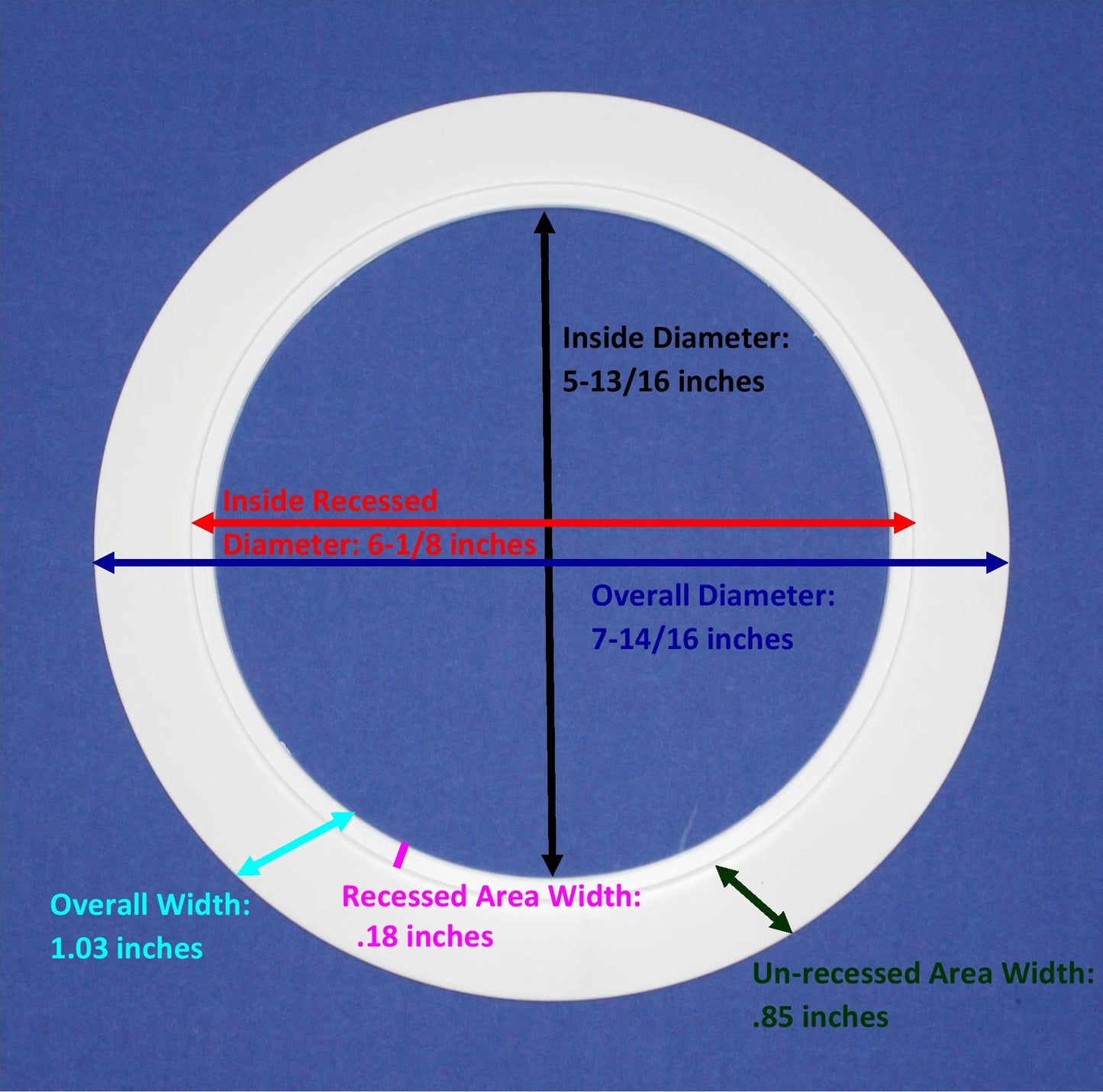 Plastic Black Light Trim Ring Recessed Can 6" Inch Over Size Oversized Lighting Fixture (OD 7 7/8'') (ID 5 7/8'')