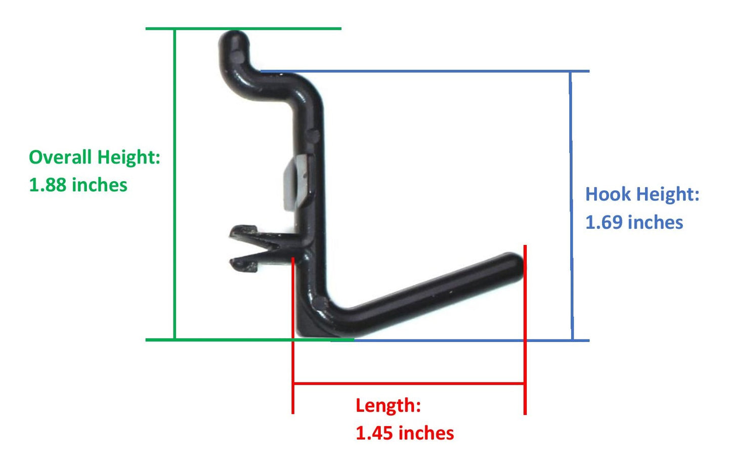 L Style Plastic Black Locking Pegboard Hook Kit - Multi-Pack / Garage storage jewelry tools crafts