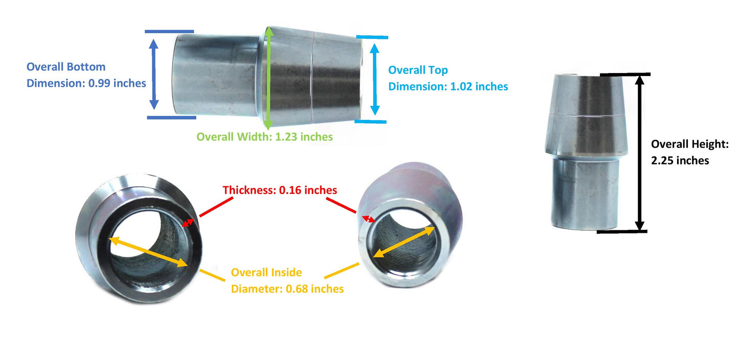 3/4-16 RH & LH Threaded-Weld-In-Bung Tube-Adapter Kit Threaded Insert HEIM JOINT