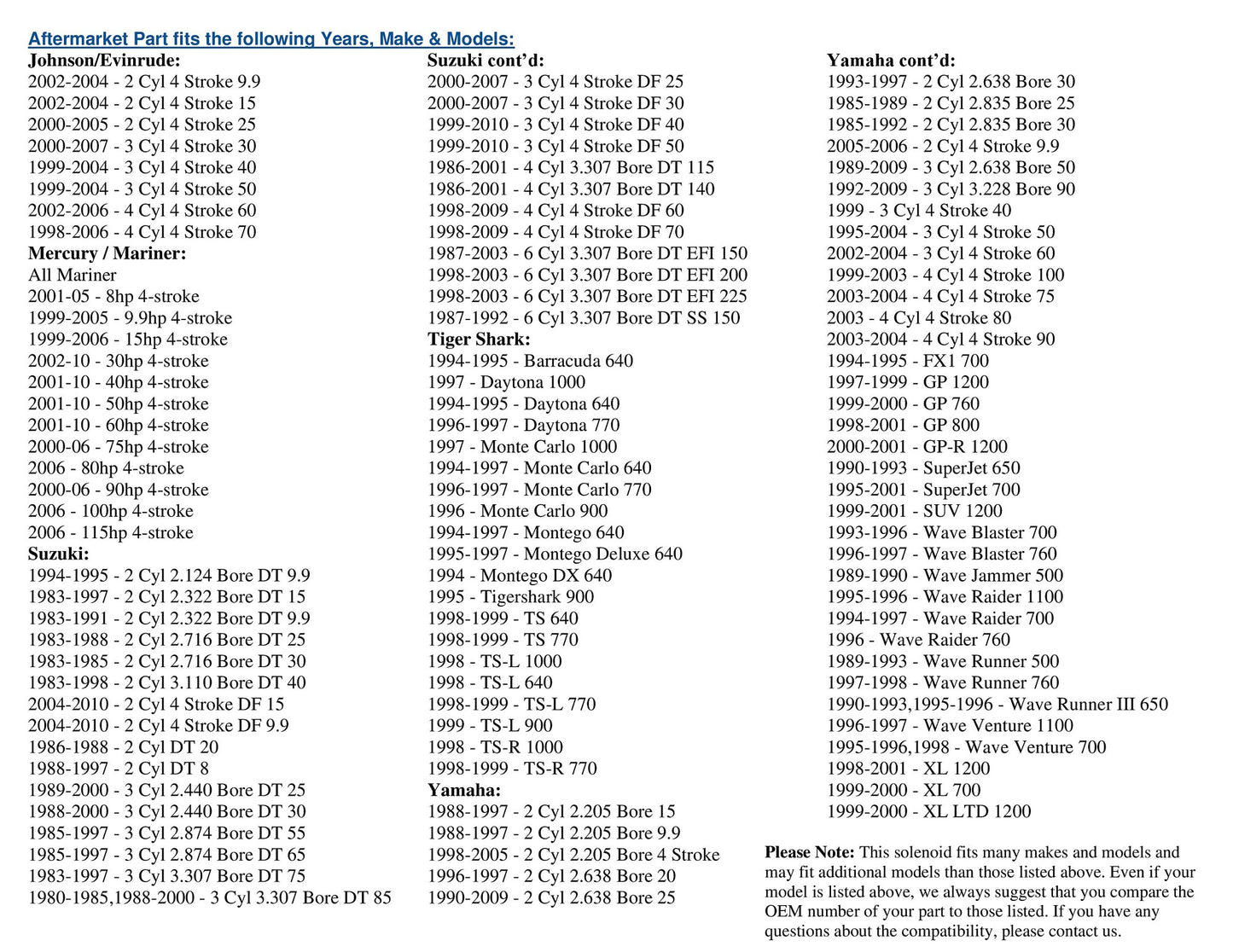 Aftermarket Mercury Mariner Starter Solenoid Relay OEM # 89-825096 115 140 150 200 225