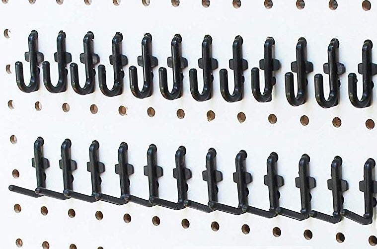 Right Arrange Pegboard Hooks 50-Pack 1in J-Hook Black - Will Not Fall Out -  Fits Any