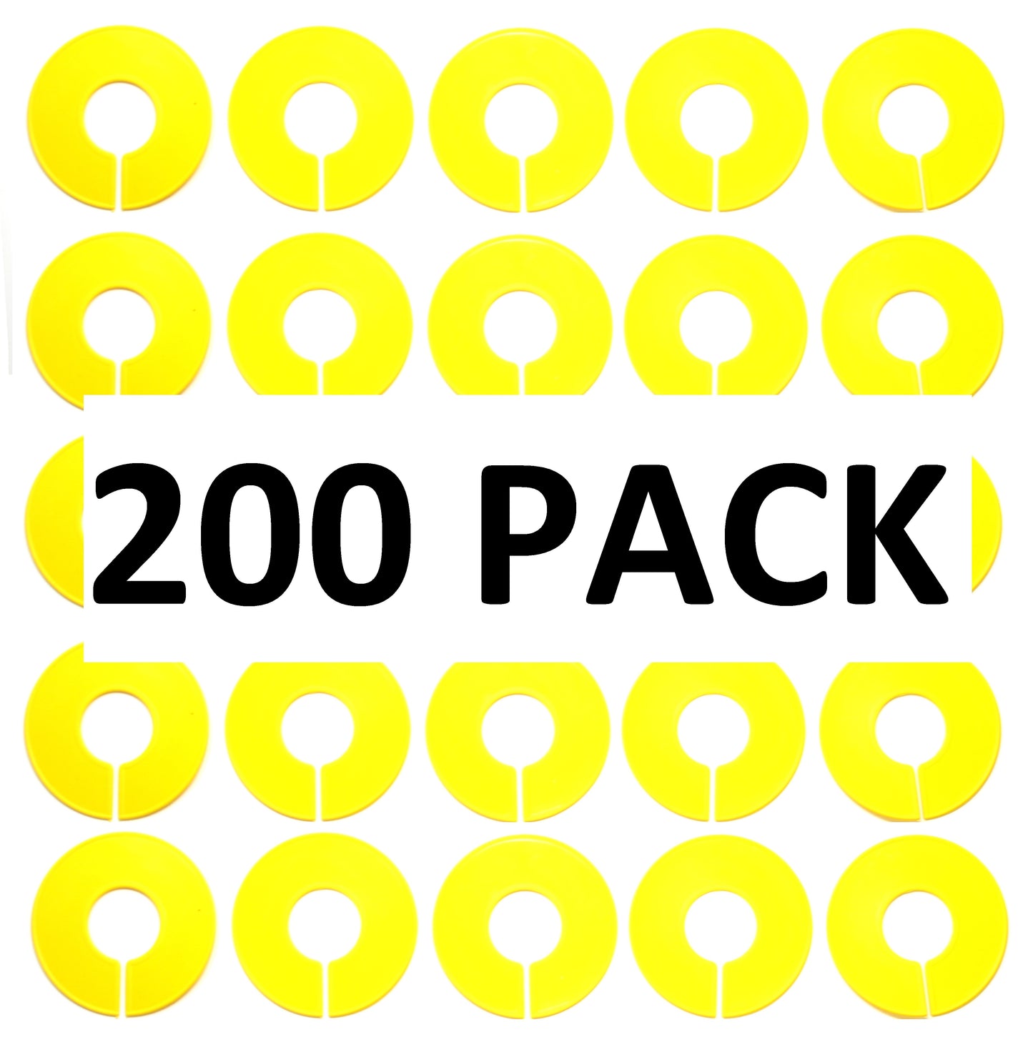 Yellow Round Plastic Blank Rack Size Dividers for Round & Square Rods - Multi-Pack