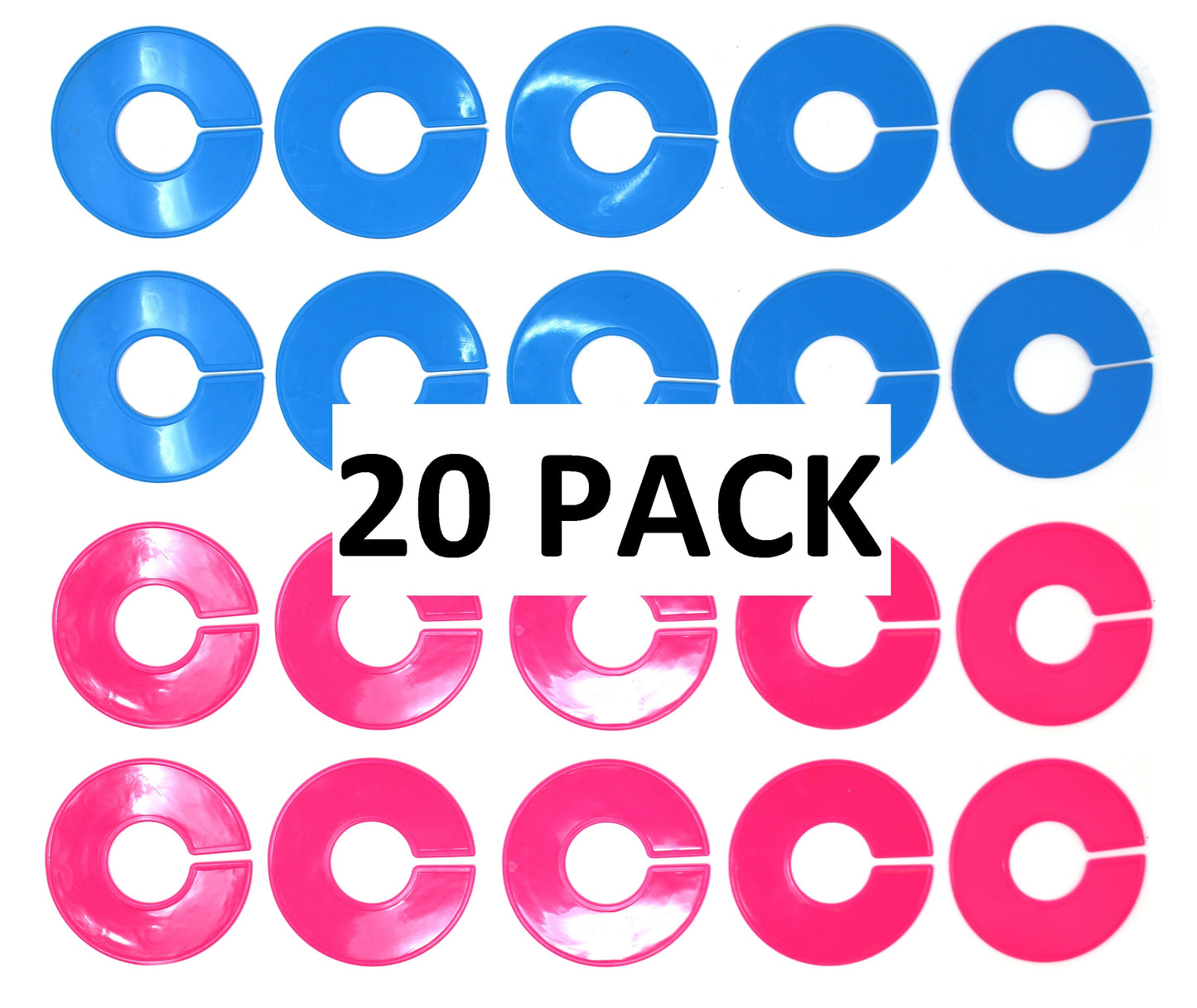 Pink and Blue Round Clothing Rack Size Divider for round & square rods - Multi-Pack