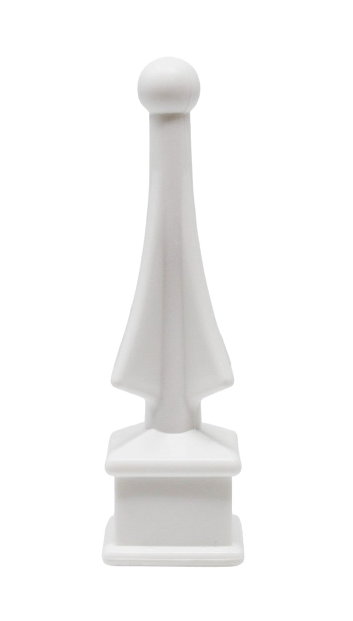 White Plastic 1/2" Four-Sided Spire Wing Tip Finial Fence Topper for Iron Picket Fence 1/2" posts