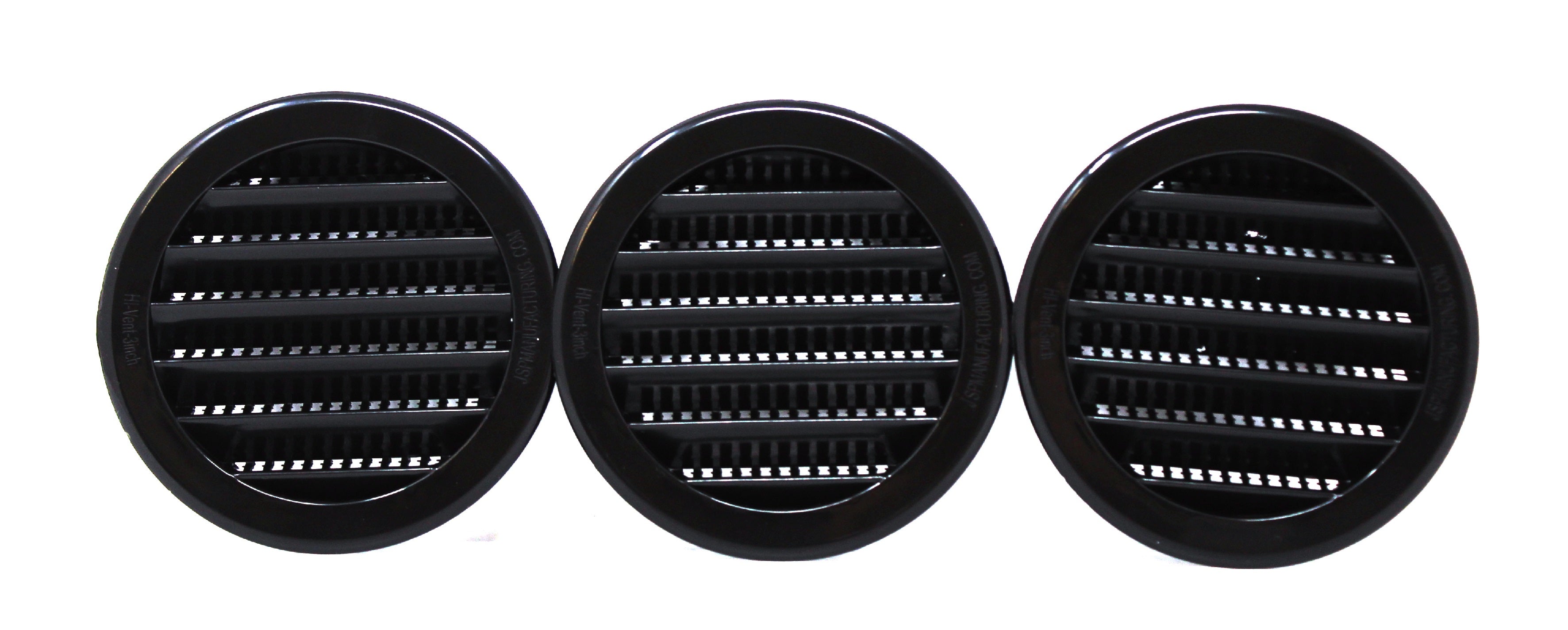 3 Black Round Plastic Louver Soffit Air Vent Reptile Screen