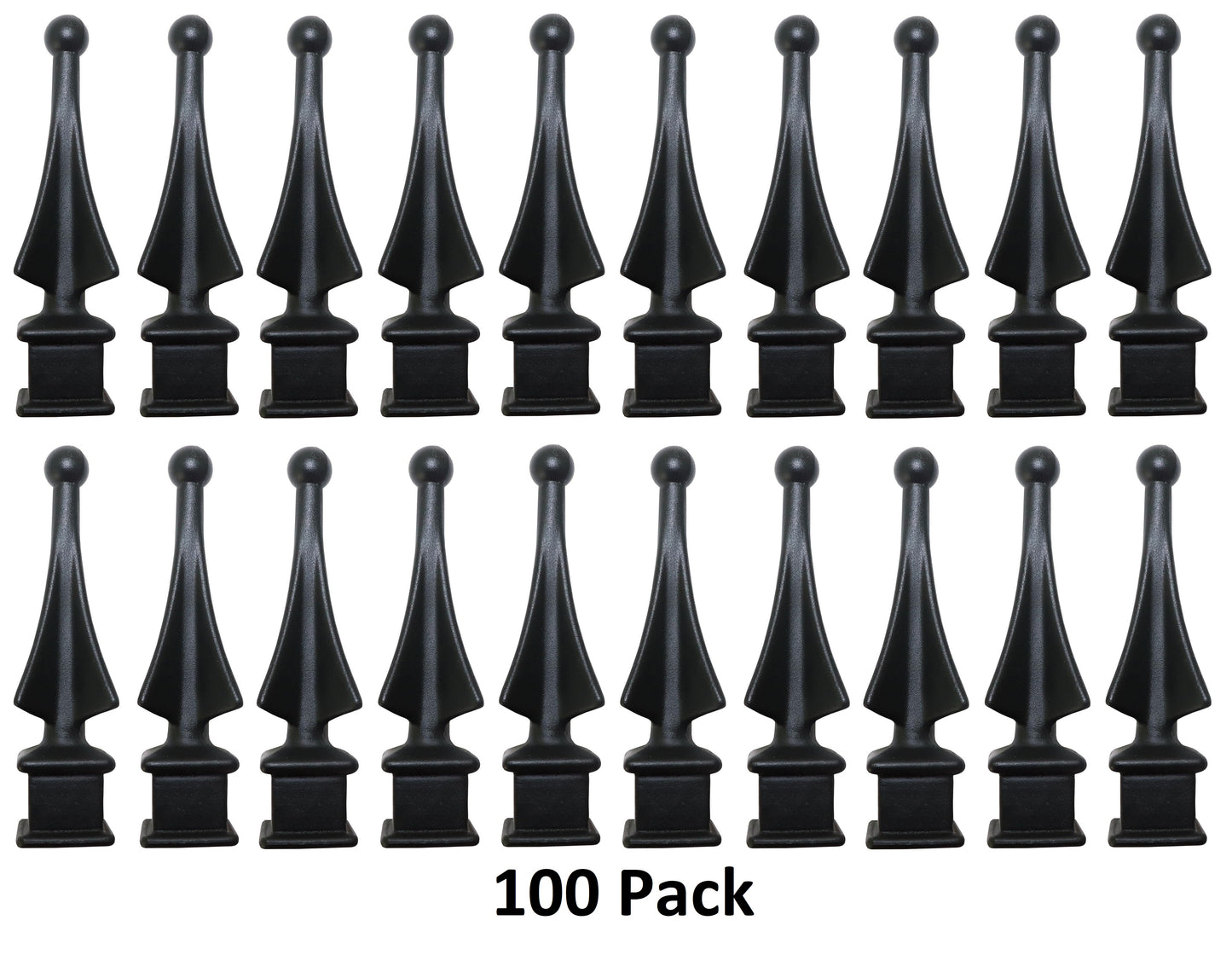 Black Plastic 1/2" Four-Sided Spire Wing Tip Finial Fence Topper for Iron Picket Fence 1/2" posts