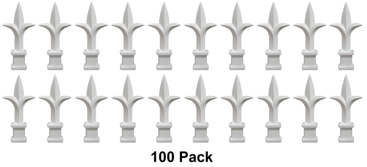 White Plastic 1/2" Trident Spear Finial Fence Topper for Wrought Iron Picket Fence 0.5" posts (Copy)