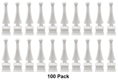 White Plastic 1/2" Four-Sided Spire Wing Tip Finial Fence Topper for Iron Picket Fence 1/2" posts
