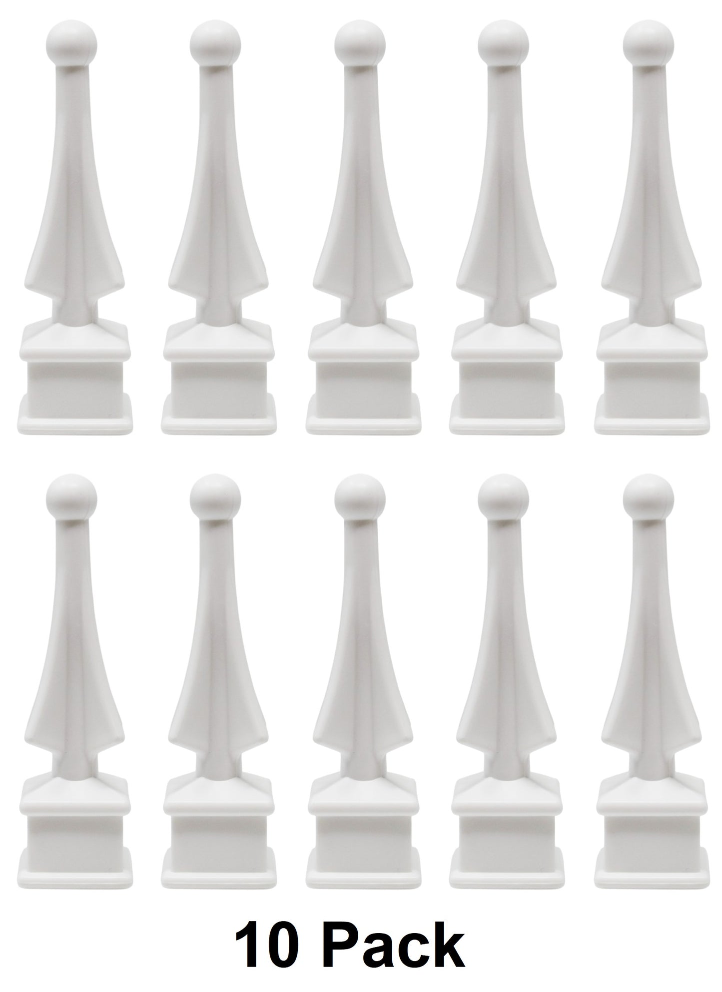 White Plastic 3/4" Four-Sided Spire Wing Tip Finial Fence Topper for Iron Picket Fence 3/4" posts