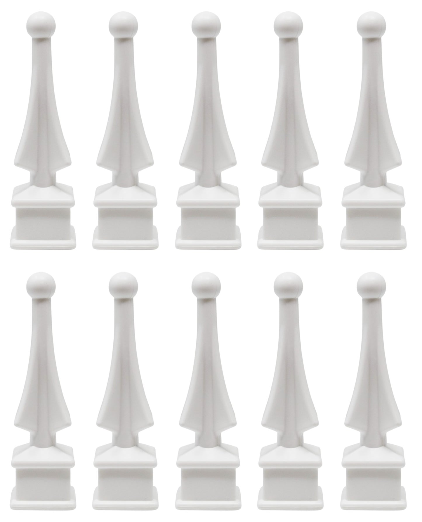 White Plastic 1/2" Four-Sided Spire Wing Tip Finial Fence Topper for Iron Picket Fence 1/2" posts