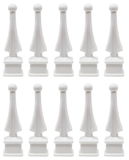 White Plastic 1/2" Four-Sided Spire Wing Tip Finial Fence Topper for Iron Picket Fence 1/2" posts