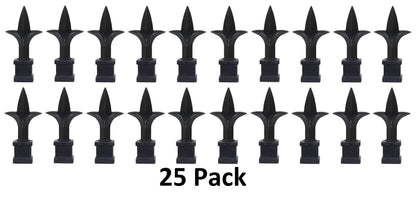 Black Plastic 3/4" Trident Spear Finial Fence Topper for Wrought Iron Picket Fence 0.75" posts