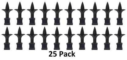 Black Plastic 5/8" Trident Spear Finial Fence Topper for Wrought Iron Picket Fence 0.625" posts