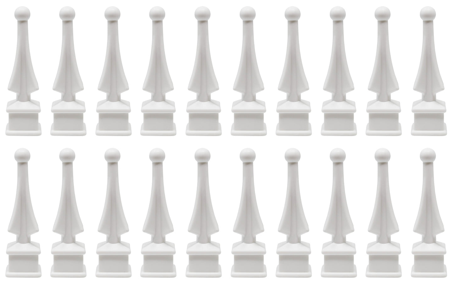 White Plastic 1/2" Four-Sided Spire Wing Tip Finial Fence Topper for Iron Picket Fence 1/2" posts