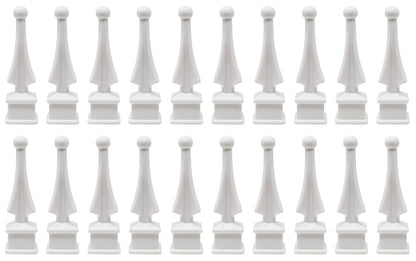 White Plastic 1/2" Four-Sided Spire Wing Tip Finial Fence Topper for Iron Picket Fence 1/2" posts