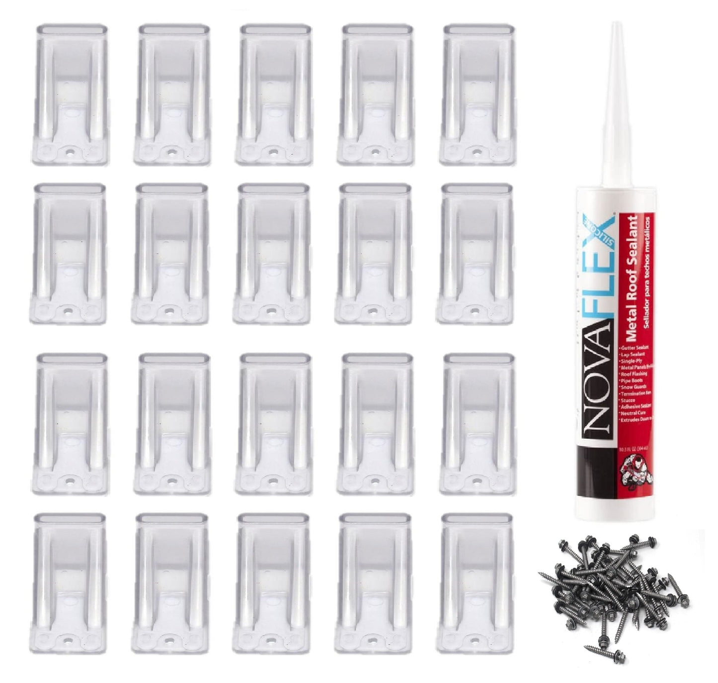 Clear Plastic Mini 25 Piece Snow & Ice Roof Guard Kits with Mounting Hardware | Prevent Sliding Snow Stop Buildup
