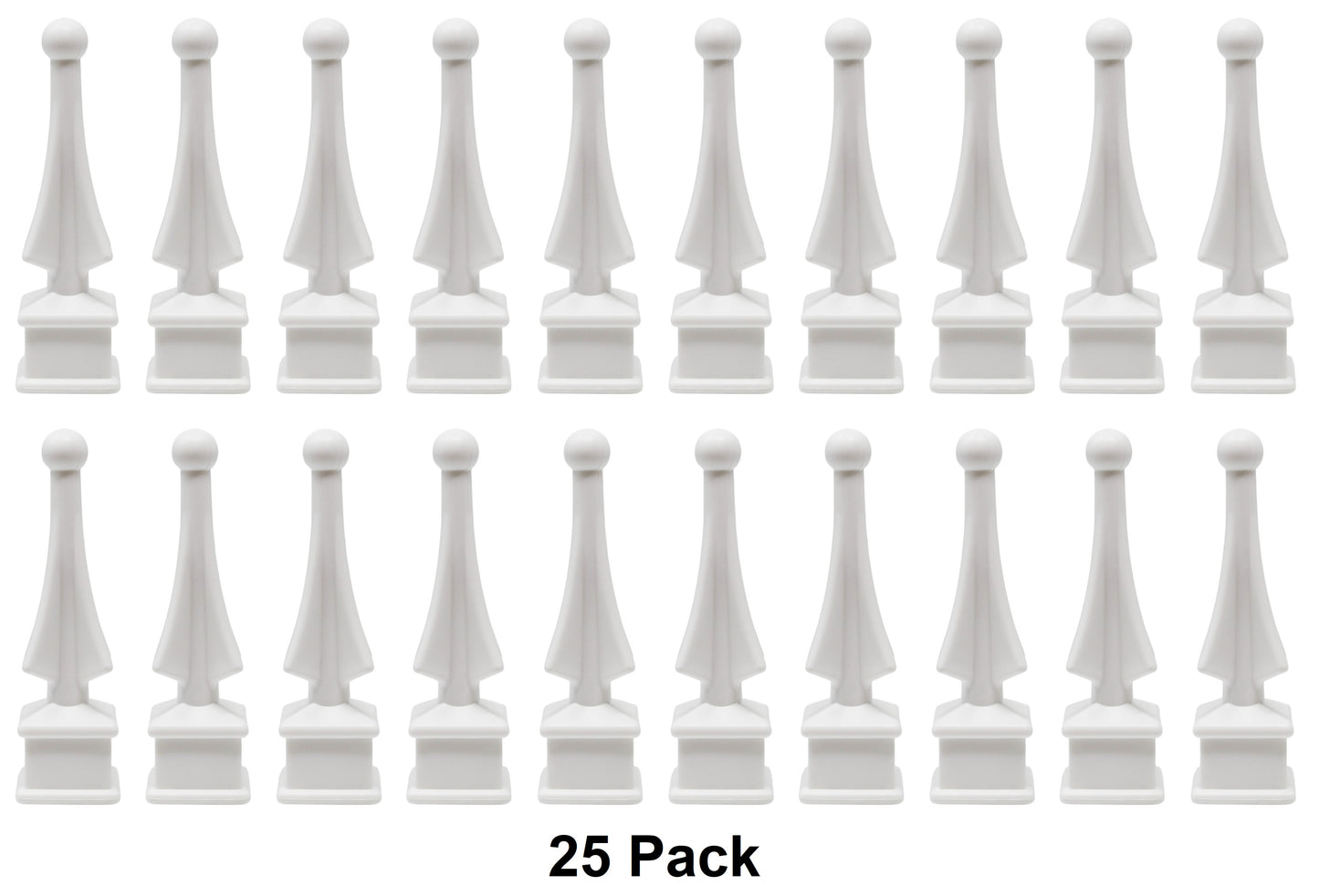 White Plastic 1/2" Four-Sided Spire Wing Tip Finial Fence Topper for Iron Picket Fence 1/2" posts