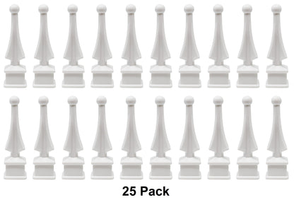 White Plastic 1/2" Four-Sided Spire Wing Tip Finial Fence Topper for Iron Picket Fence 1/2" posts