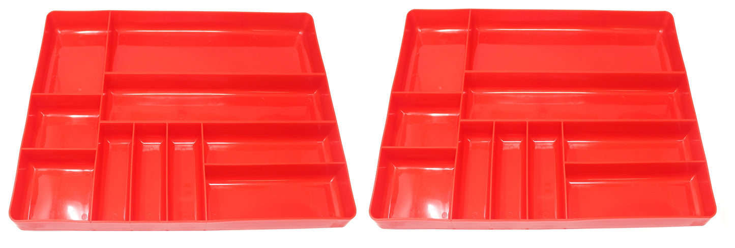 Stackable Lightweight 10 Compartment Organizer Tray - Black or Red