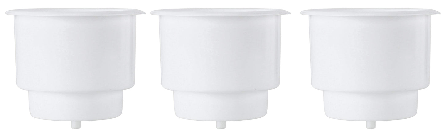 Universal 3-5/8 White Plastic Jumbo Cup Holder with Drain Hole Sofa Car Boat RV