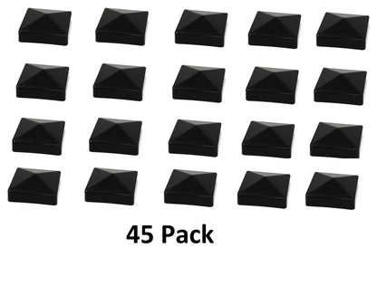 4x4 True (100mmx100mm) Plastic Pyramid Fence Post Caps with Pre-Drilled Hole Black or White