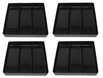 JSP Manufacturing Stackable Lightweight 3 Compartment Organizer Tray - Black or Red