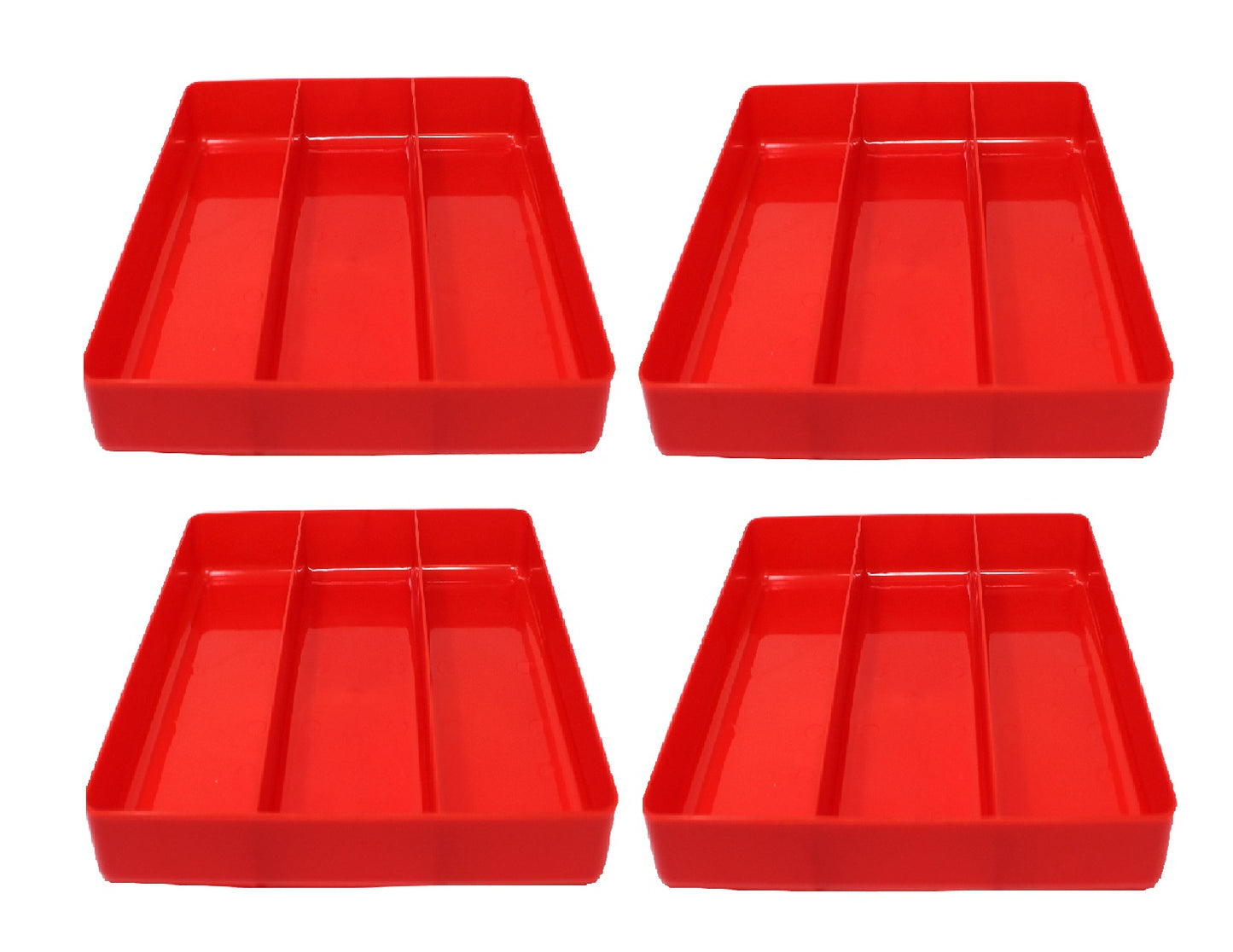 JSP Manufacturing Stackable Lightweight 3 Compartment Organizer Tray - Black or Red