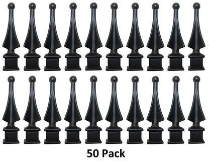 Black Plastic 1/2" Four-Sided Spire Wing Tip Finial Fence Topper for Iron Picket Fence 1/2" posts