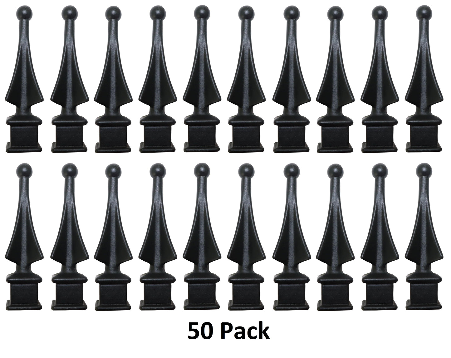 Black Plastic 5/8" Four-Sided Spire Wing Tip Finial Fence Topper for Iron Picket Fence 5/8" posts