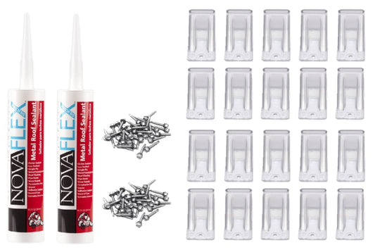 Clear Plastic Mini 50 Piece Snow & Ice Roof Guard Kits with Mounting Hardware | Prevent Sliding Snow Stop Buildup