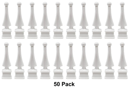 White Plastic 1/2" Four-Sided Spire Wing Tip Finial Fence Topper for Iron Picket Fence 1/2" posts