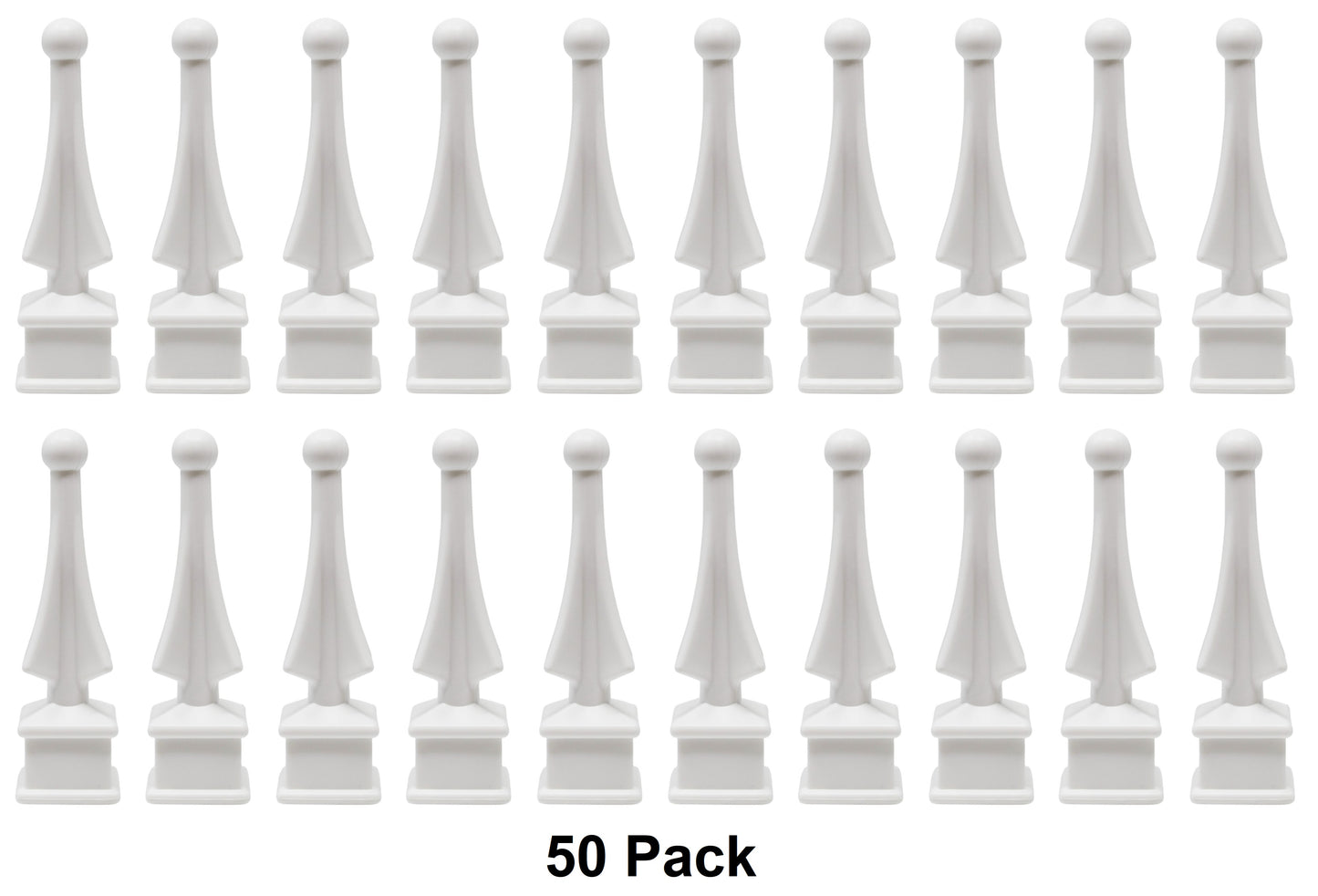 White Plastic 3/4" Four-Sided Spire Wing Tip Finial Fence Topper for Iron Picket Fence 3/4" posts